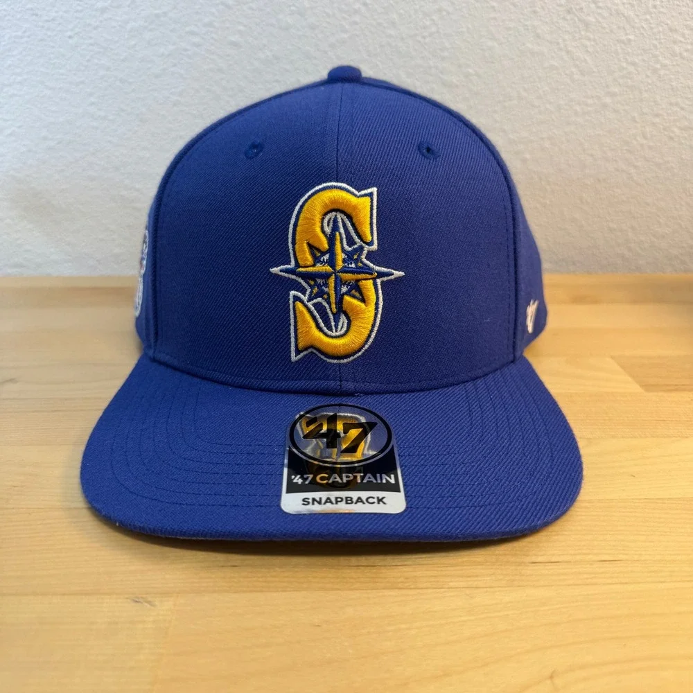 47 Brand Seattle Mariners Sure Shot Captain Snapback Hat Blue MLB B-SRS24WBP-RYB